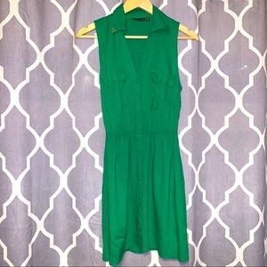 Green button up St. Patrick’s dress metal detail